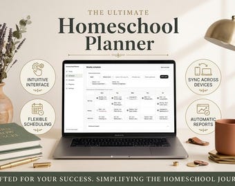 Digital Homeschool Planner | Multi-Student Lesson Tracker | Weekly Schedule, Attendance & Progress Dashboard | Instant Download