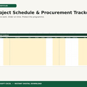 Construction Project Schedule Excel | Procurement & Materials Tracker for UK Trades