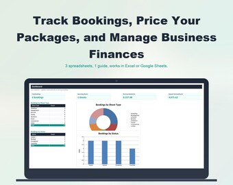 Photography Business Toolkit Spreadsheet | Wedding Portrait Event Photographer Booking Pricing Income Expense | Excel Google Sheets