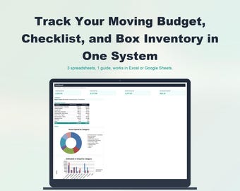 Moving Budget Planner Spreadsheet | Relocation Checklist Timeline Box Inventory Tracker | Excel Google Sheets Toolkit