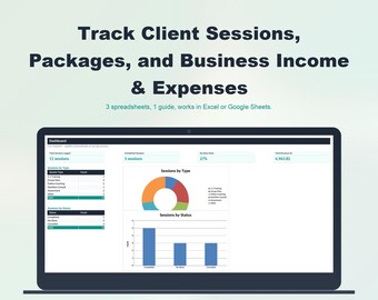 Personal Trainer Client Tracker Spreadsheet | Fitness Coach Session Log Package Payment Income Expense | Excel Google Sheets Toolkit