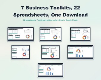 Small Business Spreadsheet Bundle | 7 Toolkits 22 Templates | Freelancer Etsy Seller Rental Photography Excel Google Sheets