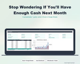 Small Business Financial Command Center Spreadsheet | Cash Flow Forecast Client Profitability AR Aging Budget Planner | Excel Google Sheets