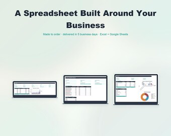 Custom Spreadsheet Built For Your Business | Made to Order Excel Google Sheets Template | Bookkeeping Budget Tracker Dashboard