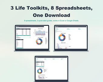 Life Planning Spreadsheet Bundle | Budget Debt Payoff Wedding Moving Planner | 8 Templates Excel Google Sheets Digital