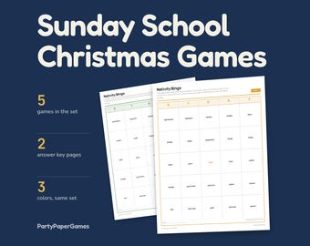 Sunday School Christmas Games Printable, 6 Games from Luke 2 and Matthew 2 with Keys, PDF