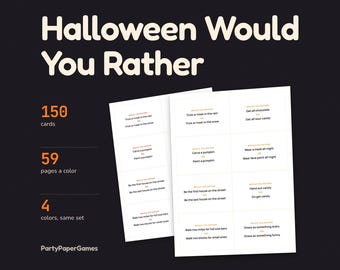 Jeu d'Halloween « Préférez-vous ? » à imprimer : 150 cartes en deux formats avec cartes vierges (PDF pour les fêtes et la classe).