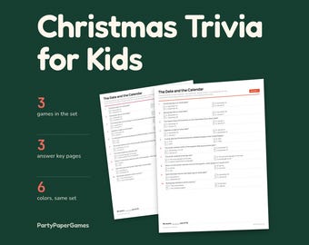 Christmas Trivia for Kids Printable, 30 Multiple Choice Questions with a Sourced Answer Key, 3 Rounds, PDF