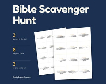 Bible Scavenger Hunt Printable, 24 Find the Verse Clues, Beginner and Advanced Sets, Adult Answer Key with Chapter and Verse, PDF