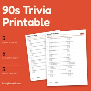 90s Trivia Printable, 50 Multiple Choice Questions with Answer Key and Sources, 1990s Events Tech Sport and Everyday Life, PDF image 1