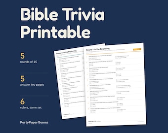Quiz biblique à imprimer : 50 questions à choix multiples avec chapitre et verset pour chaque réponse, 5 manches, PDF
