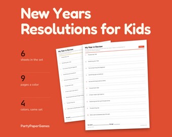 Résolutions du Nouvel An à imprimer pour les enfants : 6 feuilles avec des objectifs, un bilan de l’année et un compte à rebours (PDF).