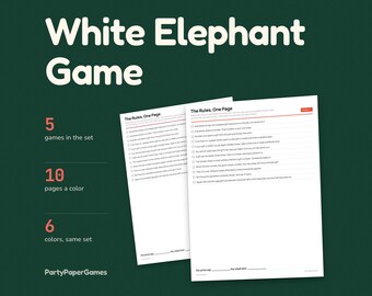 White Elephant Game Printable, Rules Number Draw Slips Steal Tracker and Dice Version, Gift Exchange PDF Instant Download