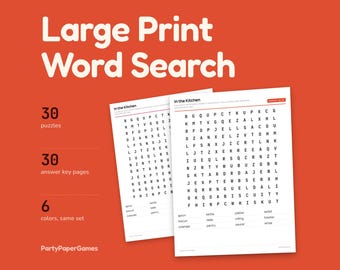 Mots mêlés en gros caractères à imprimer, 30 grilles en police 20 avec solutions, PDF pour centres pour personnes âgées