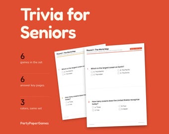 Trivia for Seniors Printable, 60 Large Print Questions with Answer Key and Sources, One Per Half Page for Reading Aloud, PDF