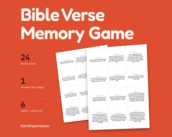Jeu de mémorisation de versets bibliques à imprimer, 24 cartes de versets en deux formats avec un jeu d'association et un tableau de progression, PDF