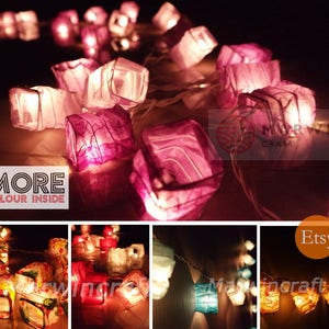 16 Colour of String Lights Japanese Paper Lantern Fairy Lights Bedroom Home Decor Living Room Wall Hanging Lights Dorm Decor Battery & Plug