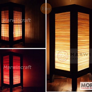 3 Designs of Asian Oriental Bamboo Lantern Japanese Lamp Bedside Lamp Floor Table Lamp Japanese Shades Bedroom Home Decor Beige Brown Red