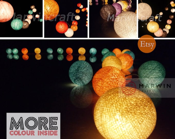 45 Colour Options String Lights Cotton Balls Fairy Lights Bedroom Home Decor Living Room Wall Hanging Lights Decor Dorm 20 35 Battery & Plug
