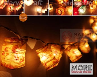 Selected String Lights Lamp Japanese Paper Lantern Fairy Lights Bedroom Home Decor Living Room Wall Hanging Lights Dorm LED Battery USB Plug