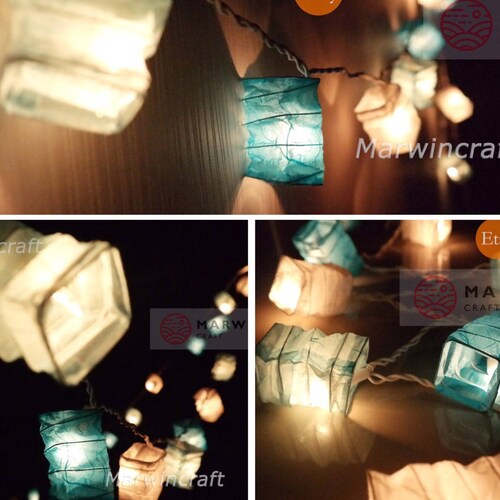 20 35 Bluesky String Lights Japanese Paper Lantern Fairy Etsy