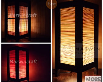 3 Designs of Asian Oriental Bamboo Lantern Japanese Lamp Bedside Lamp Floor Table Lamp Japanese Shades Bedroom Home Decor Beige Brown Red