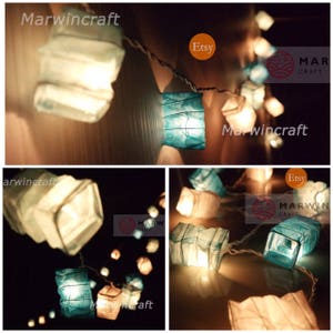 20 35 Bluesky String Lights Japanese Paper Lantern Fairy Lights Bedroom Home Decor Living Room Wall Hanging Lights Dorm Decor Battery & Plug