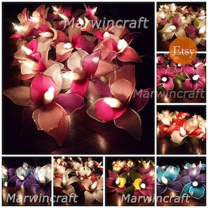 11 Colours of String Lights Orchid Flower Fairy Lights Bedroom Home Decor Living Room Wall Hanging Lights Wedding Decor Dorm Battery or Plug