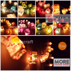 16 Color of String Lights Japanese Paper Lantern Fairy Lights Bedroom Home Decor Living Room Wall Hanging Lights Dorm Decor Battery Plug USB