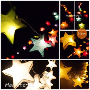 4 Colour Option Mulberry paper String Lights Star Fairy Lights Bedroom Home Decor Living Room Wall Hanging Shades Lights Dorm Decor Game