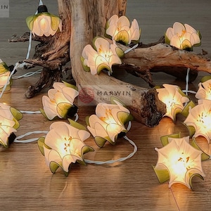 Limited 20 White String Lights Lotus Flower Fairy Lights Bedroom Home Living Room Wall Hanging Lights Wedding Decor Dorm USB Battery Plug in