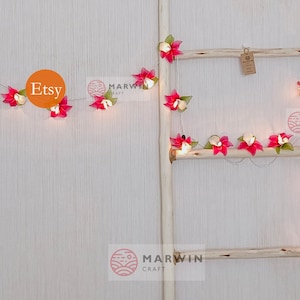 Pink Magenta String Lights Orchid Flower Fairy Lights Bedroom Home Decor Living Room Wall Hanging Lights Wedding Decor Dorm Lights Nursery