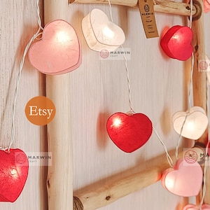 White Pink Magenta Paper String Lights Heart Fairy Lights Bedroom Home Decor Living Room Wall Hanging Lights Kid Decor Dorm Lights