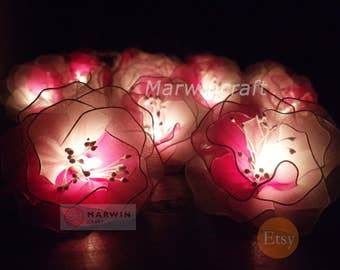 Beperkte 20 wit-roze lichtslingers Rose Flower Fairy Lights slaapkamer woondecoratie woonkamer muur hangende lichten bruiloft decor batterij en stekker