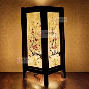 Asian Oriental Cherry Blossom Japanese Lamp Zen Bedside Lamp Floor Table Lamp Paper Japanese Light Lamp Shades Bedroom Home Decor LivingRoom