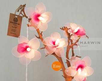 20 Light Pink Orchid String Lights Flower Fairy Lights Bedroom Home Decor Living Room Wall Hanging Lights Decor Dorm Lights Wedding Backdrop