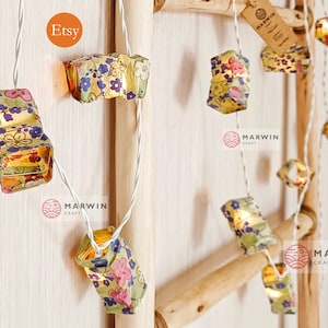 Day Sakura Cherry Blossom String Lights Flower Japanese Paper Lantern Fairy Lights Bedroom Decor Living Room Hanging Dorm USB Battery Plug
