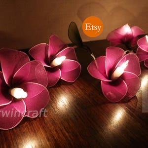 Purple Frangipani String Lights Flower Fairy Lights Bedroom Home Decor Living Room Wall Hanging Lights Decor Dorm Light Spa USB Battery Plug