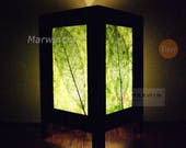 Asian Oriental Green Leaves Japanese Lamp Zen Bedside Lamp Floor Table Lamp Paper Japanese Light Lamp Shades Bedroom Home Decor Living Room