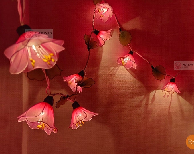 20 Pink Green String Lights Himalaya Flower Fairy Lights Bedroom Home Decor Living Room Wall Hanging Lights Wedding Dorm USB Battery Plug in