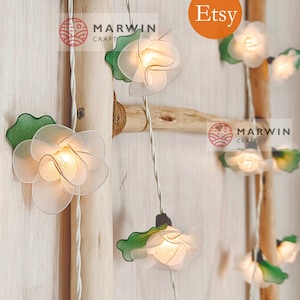 20 White String Lights Rose Flower Fairy Lights Bedroom Home Decor Living Room Wall Hanging Lights Wedding Decor Dorm Light Battery or Plug image 1