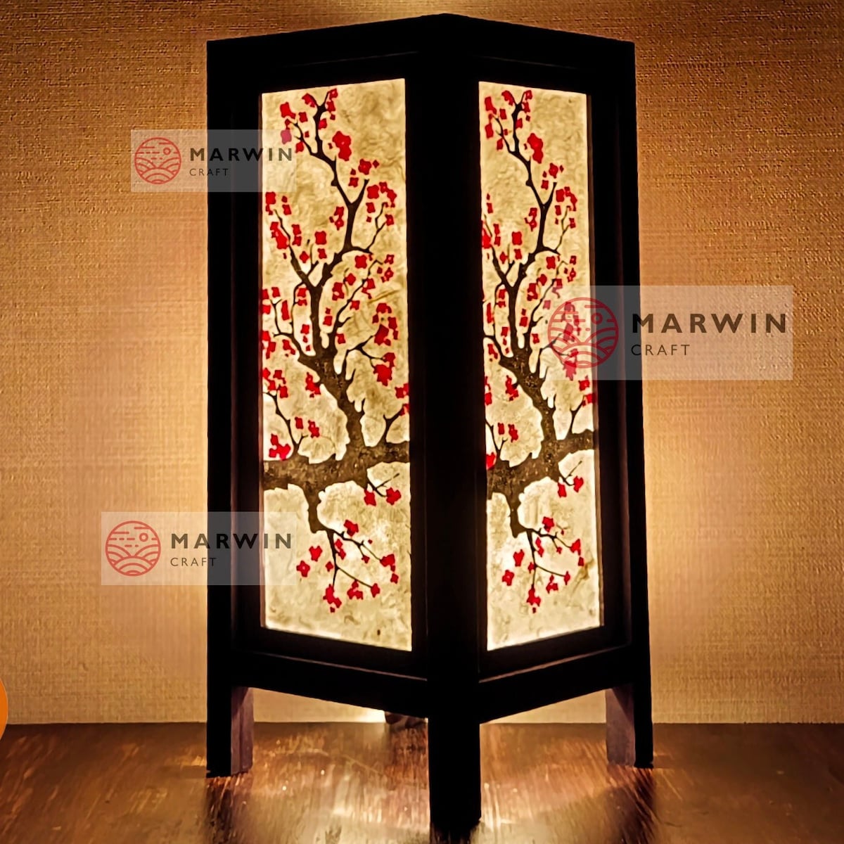 Asian Oriental Cherry Blossom Bedside Lamp
