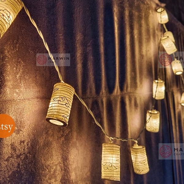 White Anime Cloud String Lights Japanese Paper Lantern Lamp Shade