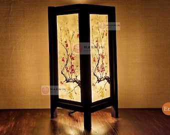 Asian Oriental Cherry Blossom Japanese Lamp Zen Bedside Lamp Floor Table Lamp Paper Japanese Light Lamp Shades Bedroom Home Decor LivingRoom