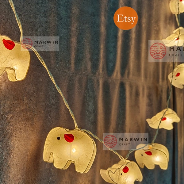 String Lights Baby Elephant Fairy Lights Bedroom Home Decor Living Room Wall Hanging Lights Nursery Decor Dorm Lights Zoo Backdrop Animal