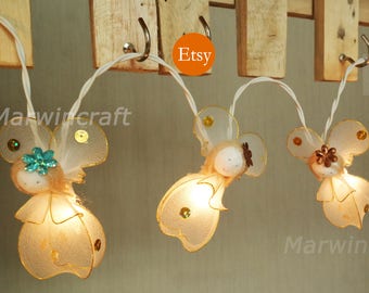 String Lights White Angel Tooth Fairy Lights Bedroom Home Decor Living Room Wall Hanging Lights Nursery Decor Dorm Lights Baby Battery Plug