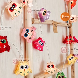 Mix Colorful String Lights Owl Bird Fairy Lights Bedroom Home Decor Living Room Wall Hanging Lights Nursery Dorm Backdrop USB Battery Plug
