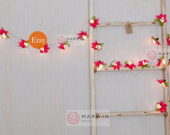 Pink Magenta String Lights Orchid Flower Fairy Lights Bedroom Home Decor Living Room Wall Hanging Lights Wedding Decor Dorm Lights Nursery