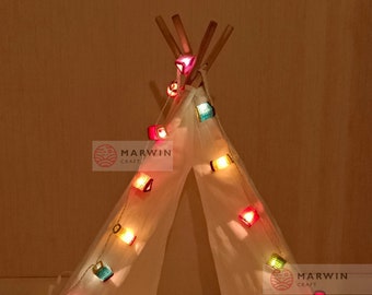 Multi Color Japanese Paper Lantern Fairy Lights Geometry Bedroom Home Decor Living Room Wall Hanging String Lights Decor Dorm Battery Plug