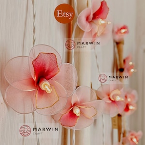 20 Soft Pink Orchid String Lights Flower Fairy Lights Bedroom Home Decor Living Room Wall Hanging Lights Decor Dorm Lights Wedding Backdrop